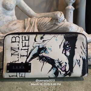 L.A.M.B. Gwen Stefani LAMB For Life Zip Wallet Designer Canvas Pvc Leather #190